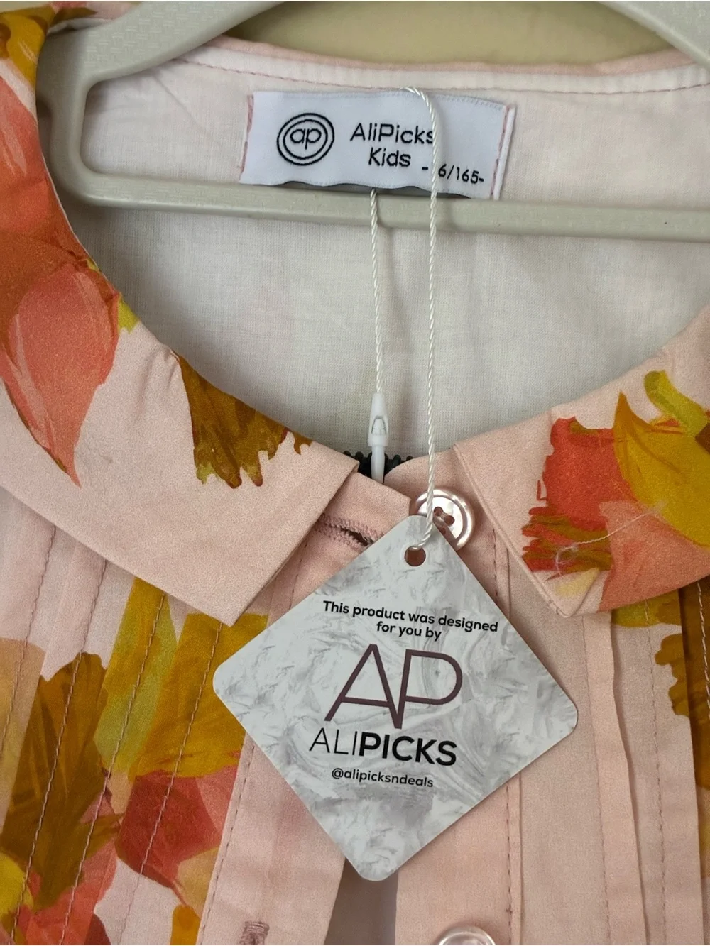 Alipicks Girls' Pink Floral Matching Set - Long Sleeve Top & Skirt